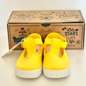 NWB Cienta T-Strap Yellow Canvas Mary Jane Shoes size:21